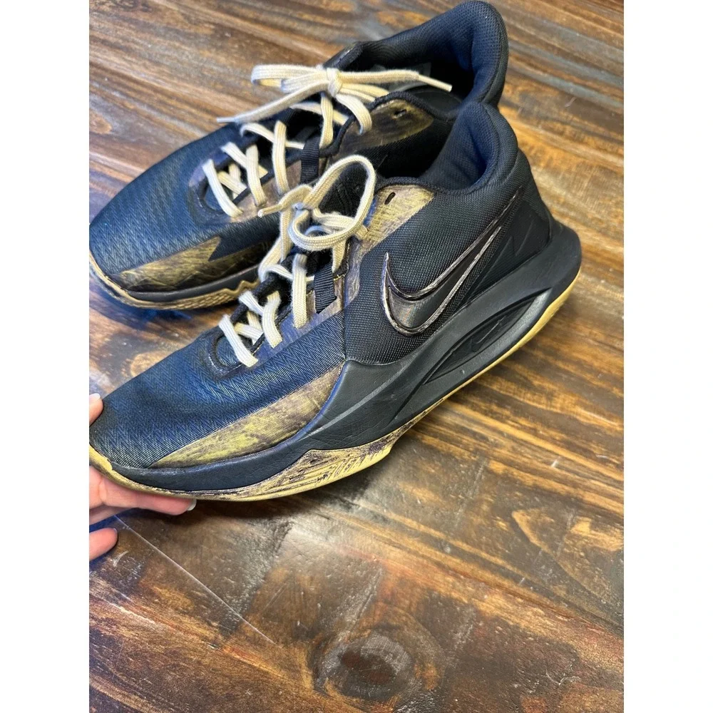 Nike Precision 6 Basketball Shoes Black Gold Men's Size 10‎ Low Top Sneakers